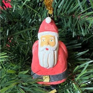 Wooden Santa Ornament Red Suit Santa Ornament